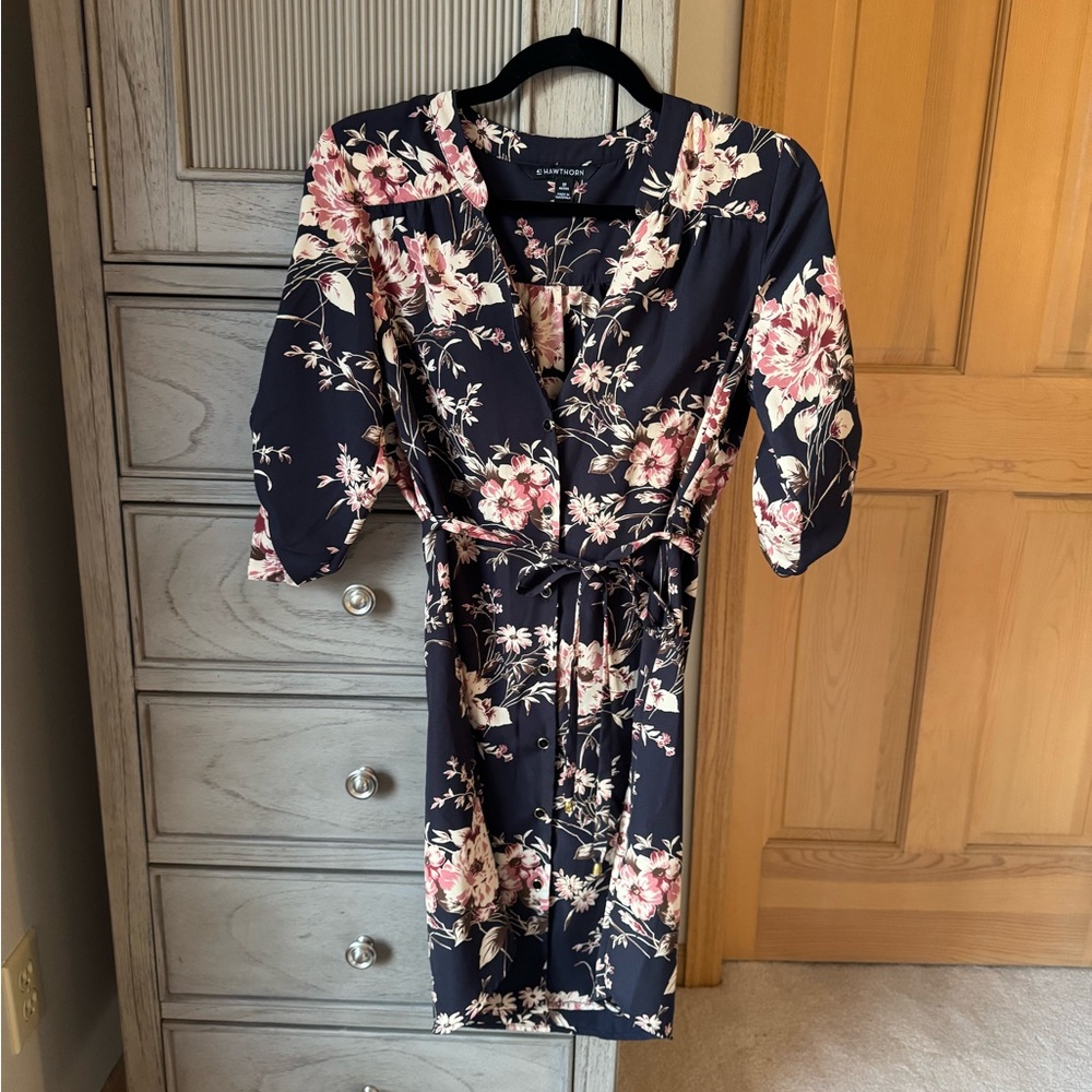 Petite Floral Button-Up Dress
